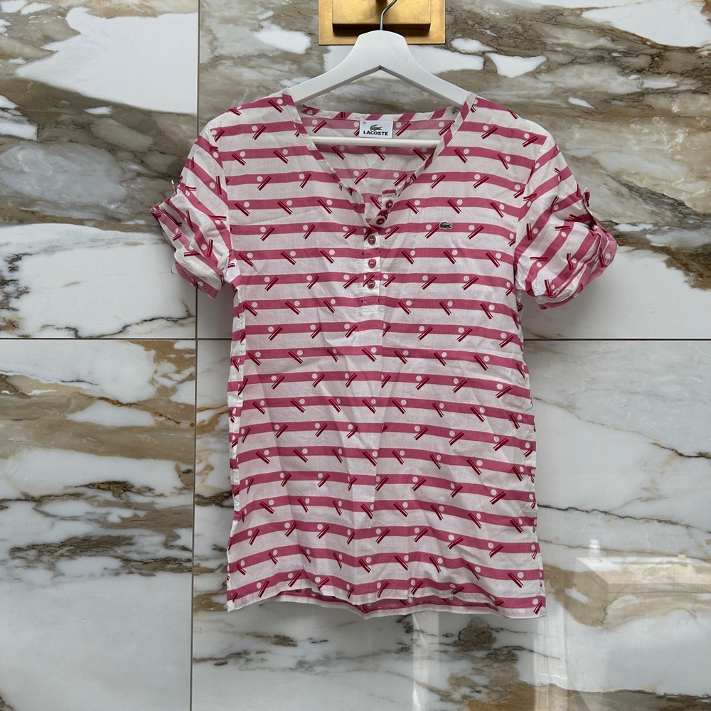 Authentic Lacoste Top White & Pink Size 38